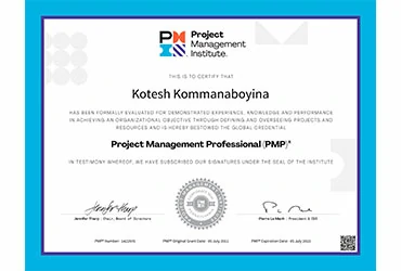 the project management guru kotesh kommanaboyina pmp certificate